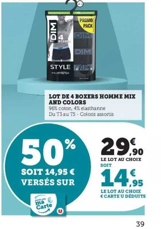 lot de 4 boxers homme mix and colors dim