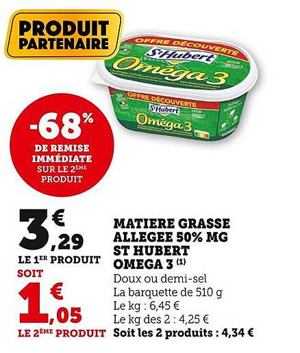matière grasse allegée 50% mg st hubert oméga 3