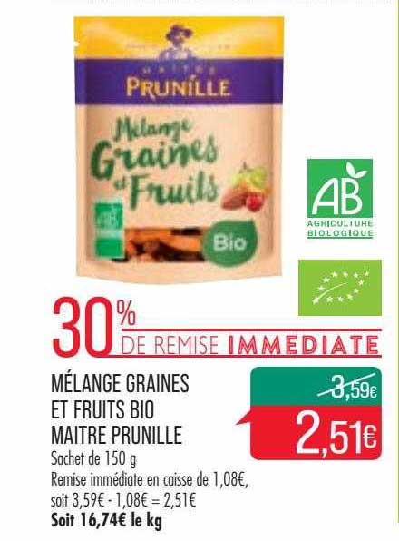 Mélange Graines Et Fruits Bio Maître Prunille