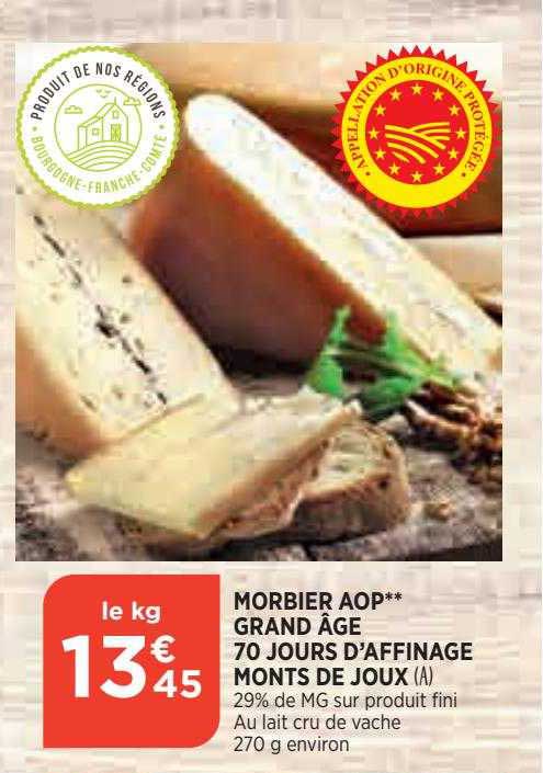Morbier Aop Grand âge 70 Jours D'affinage Monts De Joux