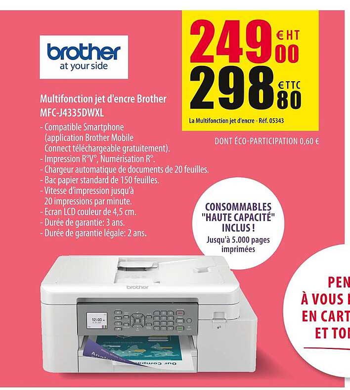 multifonction jet d'encre brother mfc-j4335dwxl