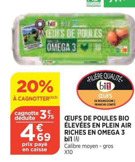 oeufs de poules bio élevées en plein air riches en oméga 3 bi1