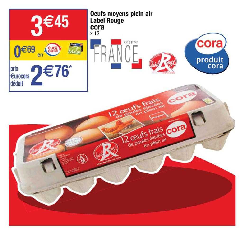 oeufs moyens plein air label rouge cora