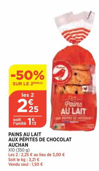 Pains Au Lait Aux Pépites De Chocolat Auchan