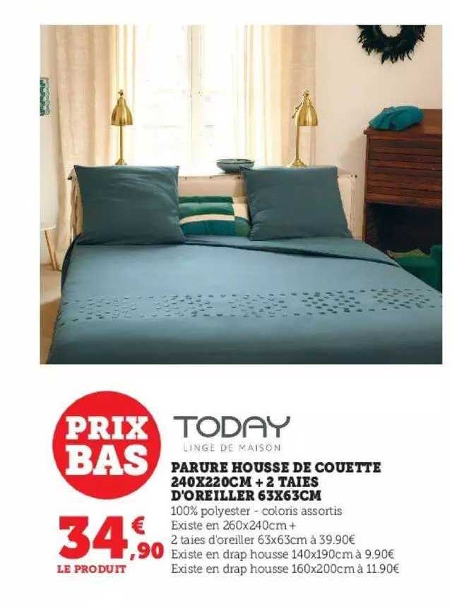 parure housse de couette 240x220 cm + 2 taies d'oreiller 63x63 cm