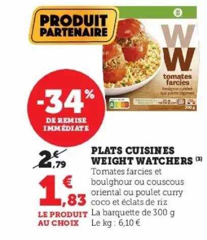 plats cuisinés weight watchers