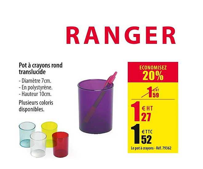 pot à crayons rond translucide ranger