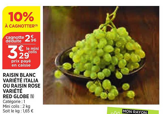 raisin blanc variété italia ou raisin rose variété red globe