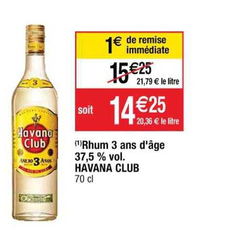rhum 3 ans d'âge 37,5% vol. havana club