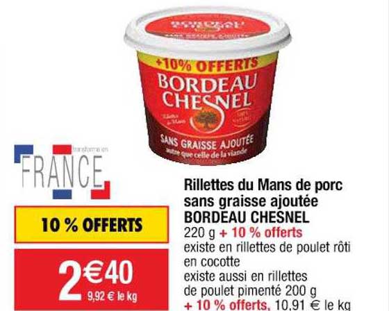 Rillettes Du Mans De Porc Sans Graisse Ajoutée Bordeau Chesnel
