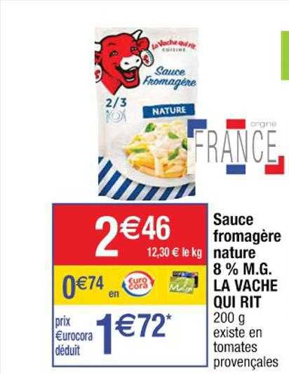 sauce fromagère nature 8% m.g. la vache qui rit