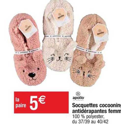 socquettes cocooning antidérapantes femme apollo