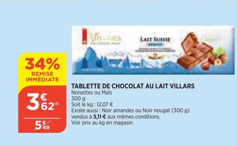 Tablette De Chocolat Au Lait Villars