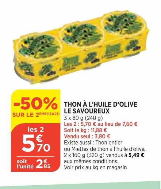 Thon à L'huile D'olive Le Savoureux