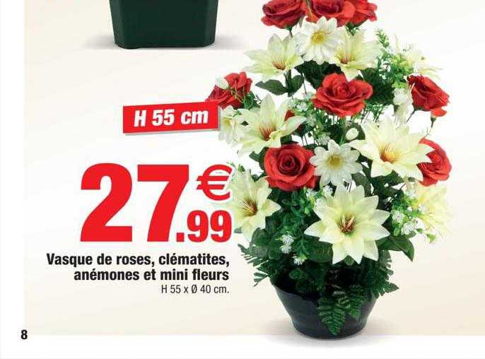 Vasque De Roses, Clématites, Anémones Et Mini Fleurs