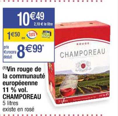 vin rouge de la communauté européenne 11% vol. champoreau