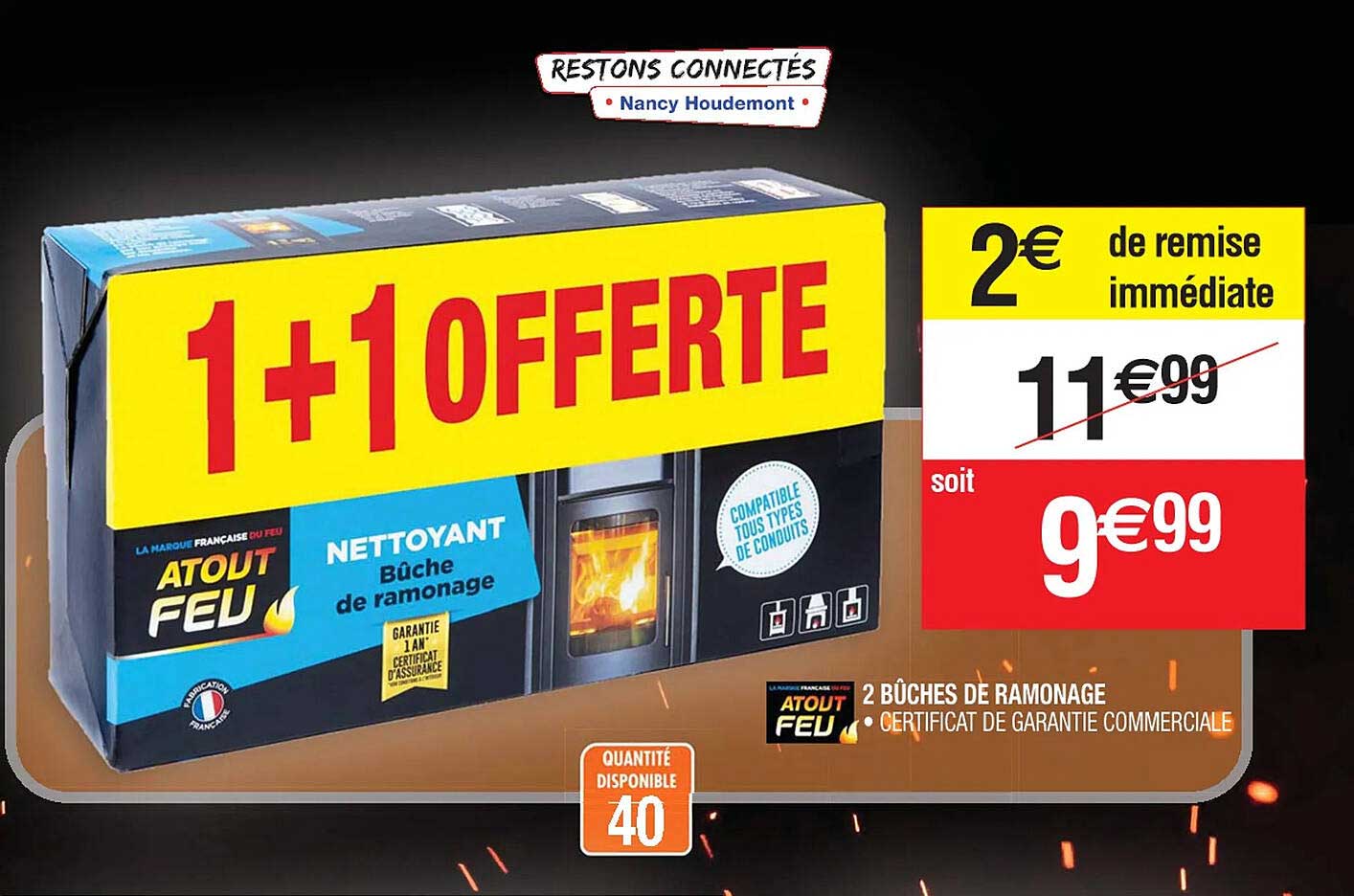 2 bûches de ramonage atout feu