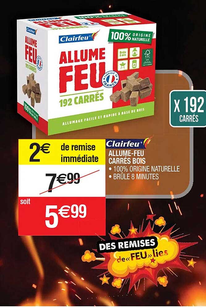 Allume-feu Carrés Bois Clairfeu