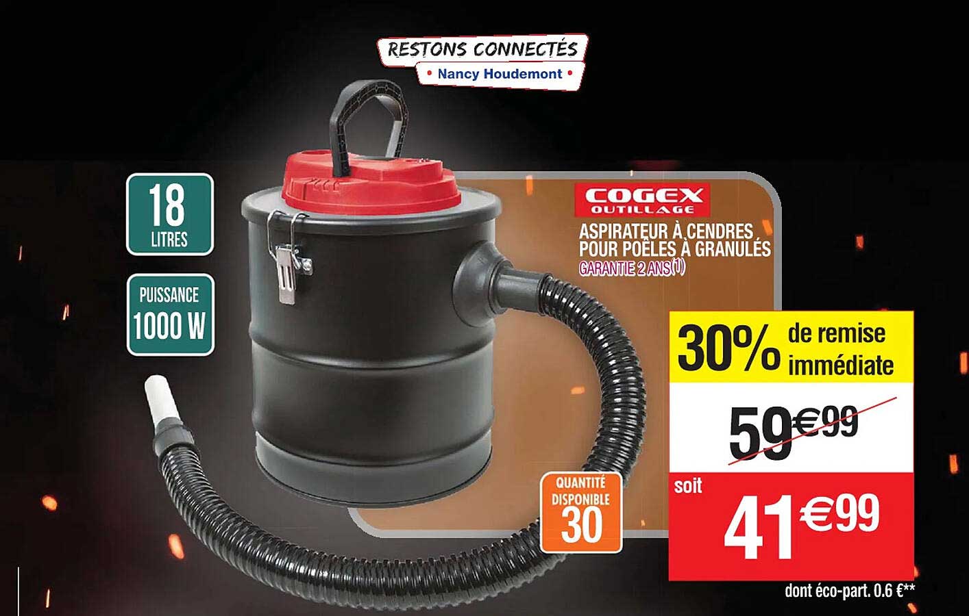 aspirateur à cendres pour poêles à granulés cogex