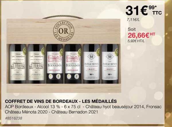 coffret de vins de bordeaux - les médaillés