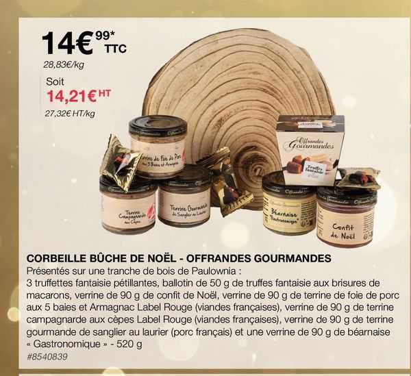 corbeille bûche de noël - offrandes gourmandes