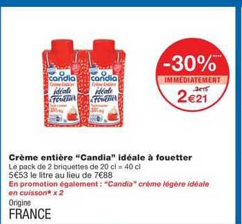 crème entière "candia" idéale à fouetter