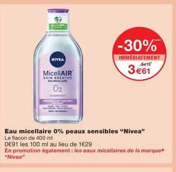 eau micellaire 0% peaux sensibles "nivea"
