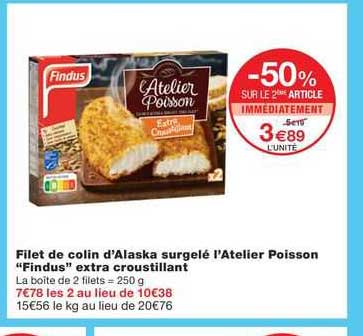filet de colin d'alaska surgelé l'atelier poisson "findus" extra crtoustillant