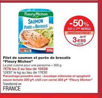 Filet De Saumon Et Purée De Brocolis "fleury Michon"