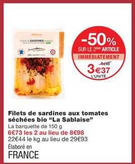 Filets De Sardines Aux Tomates Séchées Bio "la Sablaise"