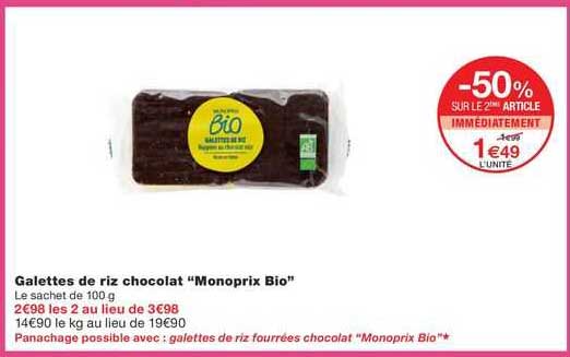 Galettes De Riz Chocolat "monoprix Bio"