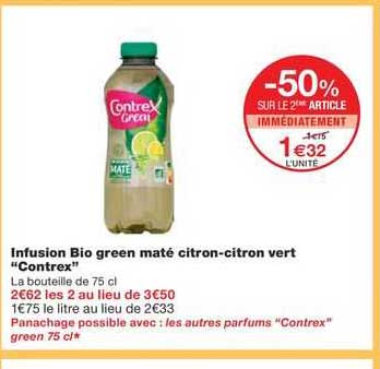 infusion bio green maté citron-citron vert "contrex"