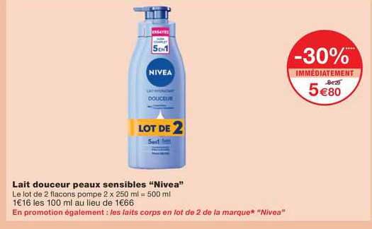lait douceur peaux sensibles "nivea"