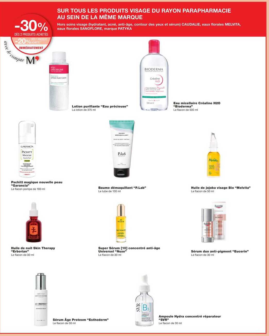 lotion purifiante "eau précieuse", eau micellaire créaline h20 "bioderma", pschitt  magique nouvelle peau "garancia", baume démaquillant "p.lab", huile de jojoba visage bio "melvita"