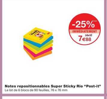 notes repositionnables super sticky rio "post-it"