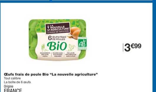 œufs frais de poule bio "la nouvelle agriculture"