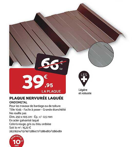 plaque nervurée laquée