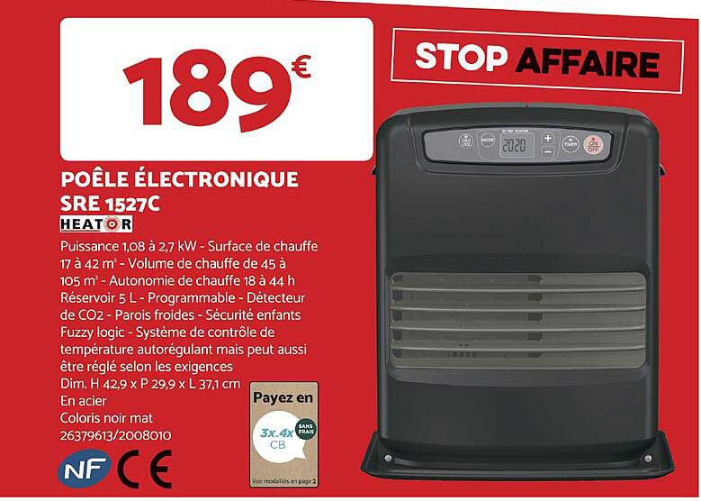 poêle électronique sre 1527c heator
