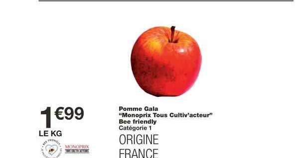 pomme gala "monoprix tous cultiv'acteur" bee friendly
