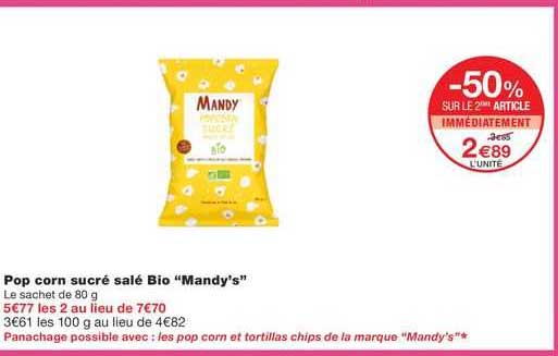 pop corn sucré salé bio "mandy's"