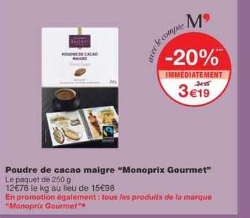 Poudre De Cacao Maigre "monoprix Gourmet"