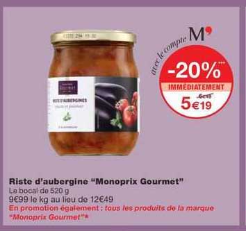 riste d'aubergine "monoprix gourmet"