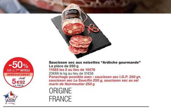 Saucisson Sec Aux Noisettes "ardèche Gourmande"