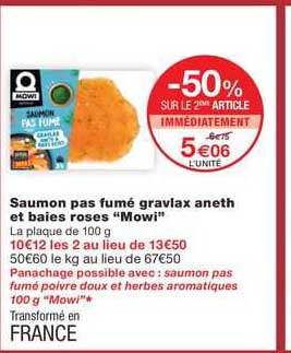 saumon pas fumé graviax aneth et baies roses "mowi"