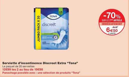 serviette d'incontinence discreet extra "tena"