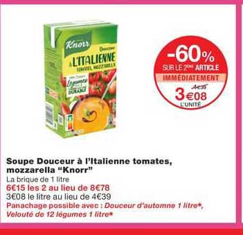 soupe douceur à l'italienne tomates, mozzarella "knorr"