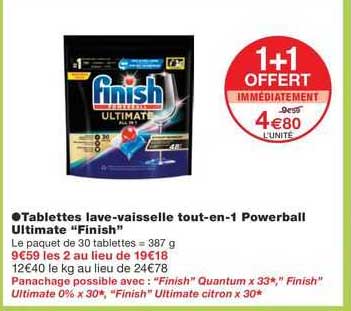 tablettes lave-vaisselle tout-en-1 powerball ultimate "finish"
