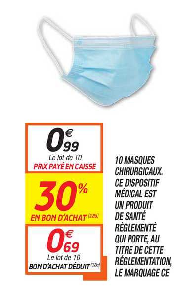 10 masques chirurgicaux