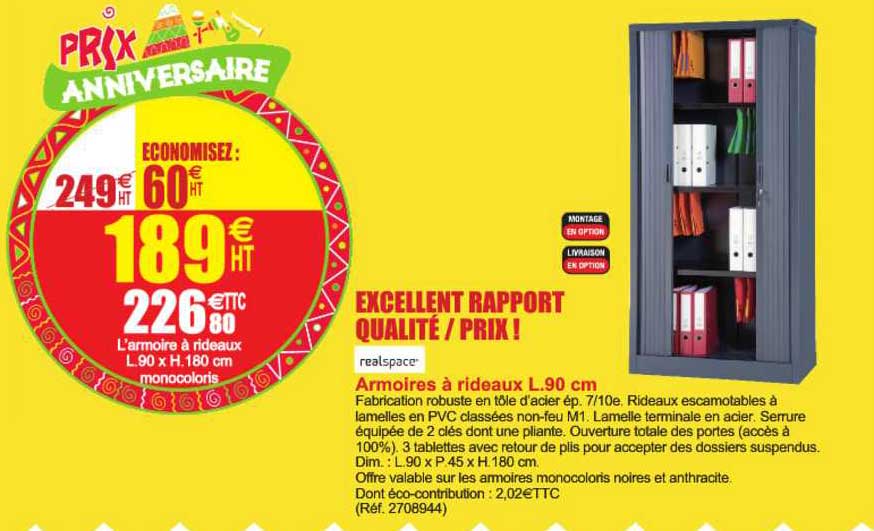 armoires à rideaux l.90 cm realspace