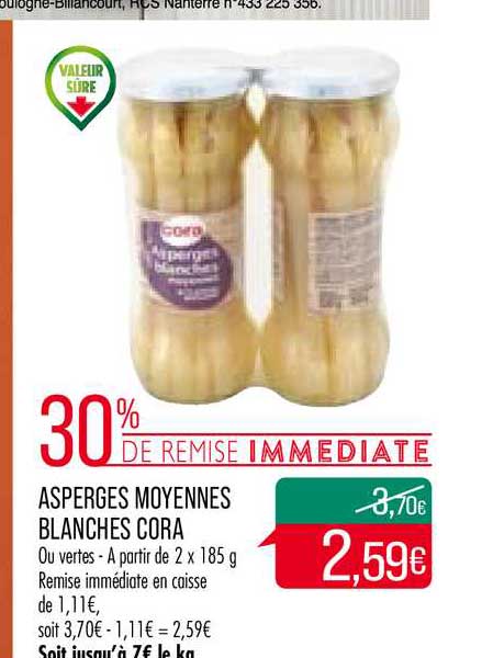 Asperges Moyennes Blanches Cora 30% De Remise Immédiate